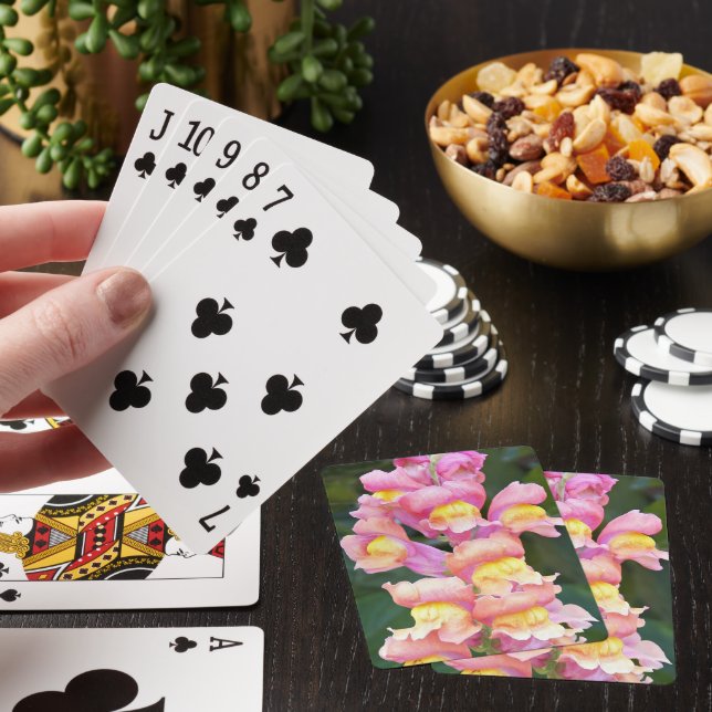 Pink and Yellow Snapdragon Floral Playing Cards (In Situ)