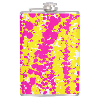 Pink and yellow spatter pattern hip flask