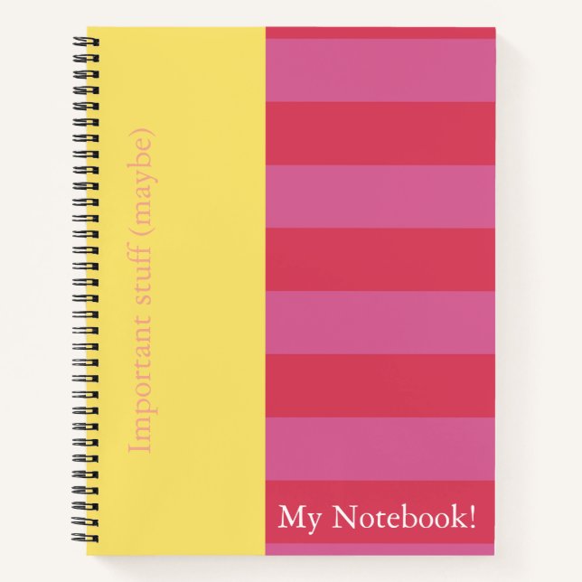 Pink and Yellow striped notebook cover design (Front)