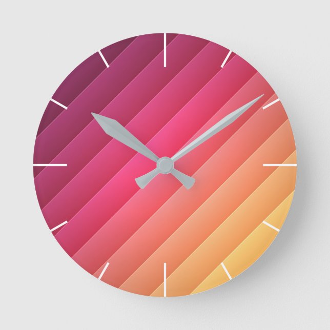 Pink and Yellow Striped Round Clock (Front)