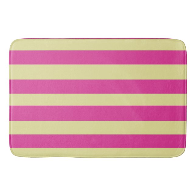 Pink and Yellow Stripes  Bath Mat (Front)