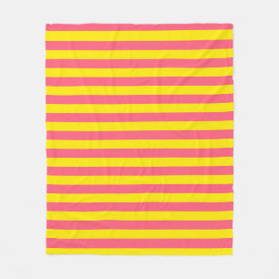 Pink and Yellow Stripes Design Fleece Blanket