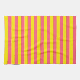 Pink and Yellow Stripes Design Tea Towel