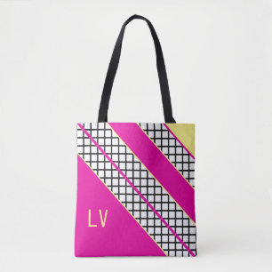 Pink and Yellow Stripes Tote Bag