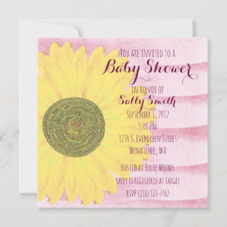 Pink and Yellow Sunflower Baby Shower Invitation