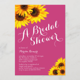 Pink and Yellow Sunflowers Bridal Shower Invitation