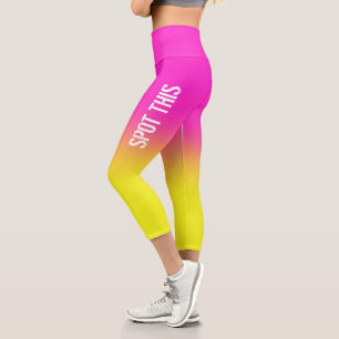 Pink and Yellow Sunset Custom Name Capri Leggings