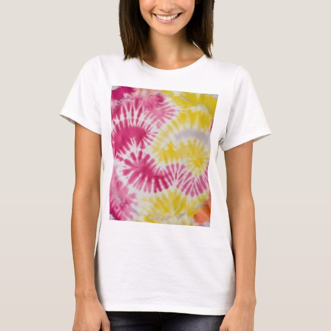 Pink And Yellow Tie Dye  T-Shirt (Front)