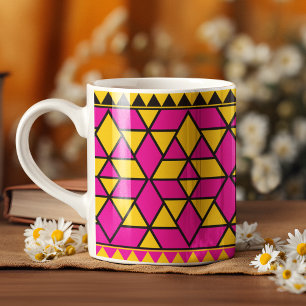 Pink and Yellow Triangles Pattern Coffee Mug