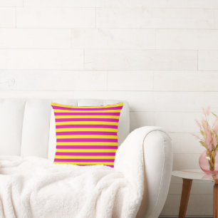 Pink and Yellow Vintage Stripes Cushion