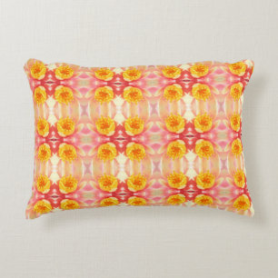 Pink and Yellow Water Lilies Accent Pillow