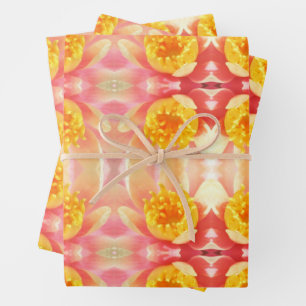 Pink and Yellow Water Lily - Floral Wrapping Paper Sheet
