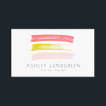 Pink and Yellow Watercolor Brush Strokes Modern Business Card<br><div class="desc">Modern and chic business card featuring blush,  pink and yellow brush strokes with simple typography. This design is available in a variety of colours.</div>