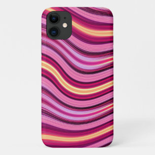 Pink and yellow wavy stripes pattern iPhone 11 case