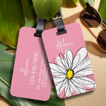 Pink and Yellow Whimsical Daisy Custom Text Luggage Tag<br><div class="desc">A zen and whimsical,  hipster piece of art. You can add a name,  monogram or other custom text. If you need to move the art around,  click on the customise button to make changes.</div>