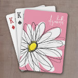 Pink and Yellow Whimsical Daisy Custom Text Playing Cards<br><div class="desc">A zen and whimsical,  hipster piece of art. You can add a name,  monogram or other custom text. If you need to move the art around,  click on the customize button to make changes.</div>