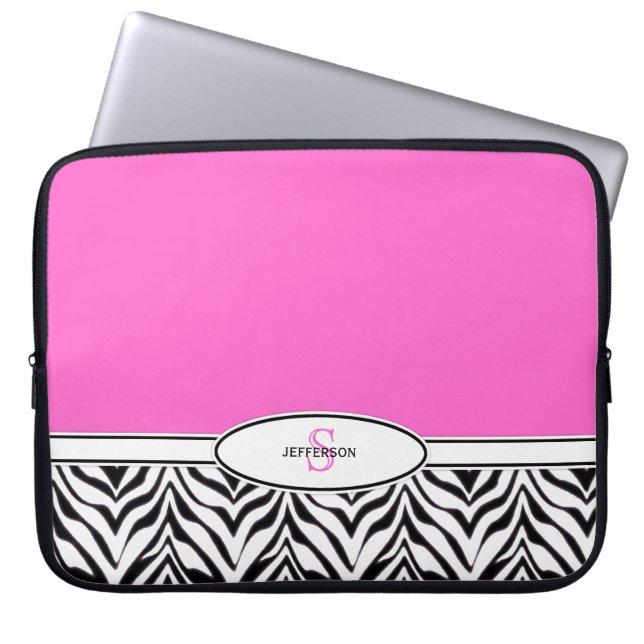 Pink and Zebra Laptop Laptop Sleeve (Front)