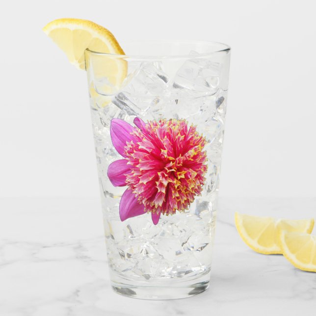 Pink Anemone Dahlia Bloom Floral Glass (Front Ice)