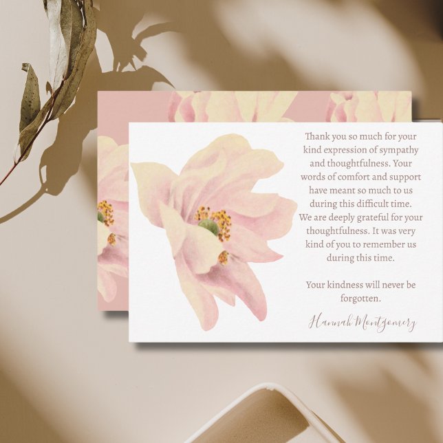 Pink Anemone Funeral Thank You Card, Sympathy Card (Creator Uploaded)