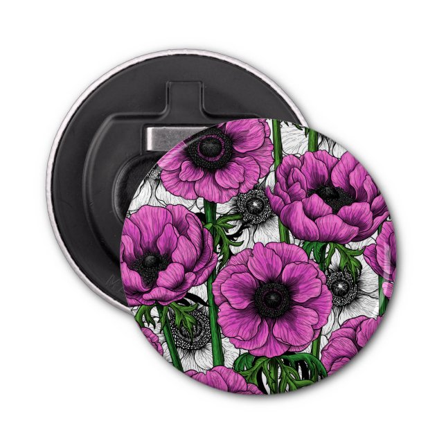 Pink anemone garden bottle opener (Front)