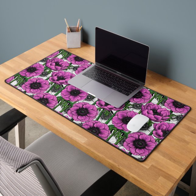 Pink anemone garden desk mat (Office 2)