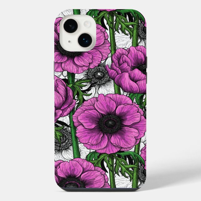 Pink anemone garden iPhone case (Back)