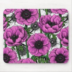 Pink anemone garden mouse mat