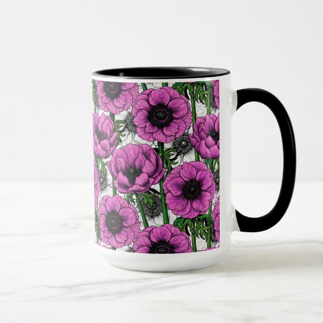 Pink anemone garden mug (Right)