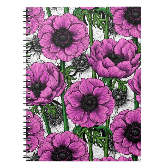 Pink anemone garden notebook (Front)