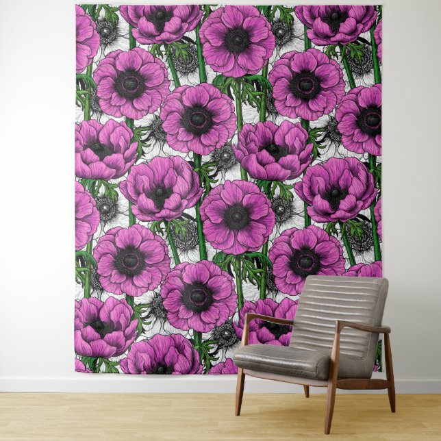 Pink anemone garden tapestry (In Situ)