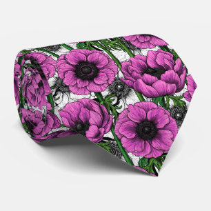 Pink anemone garden tie