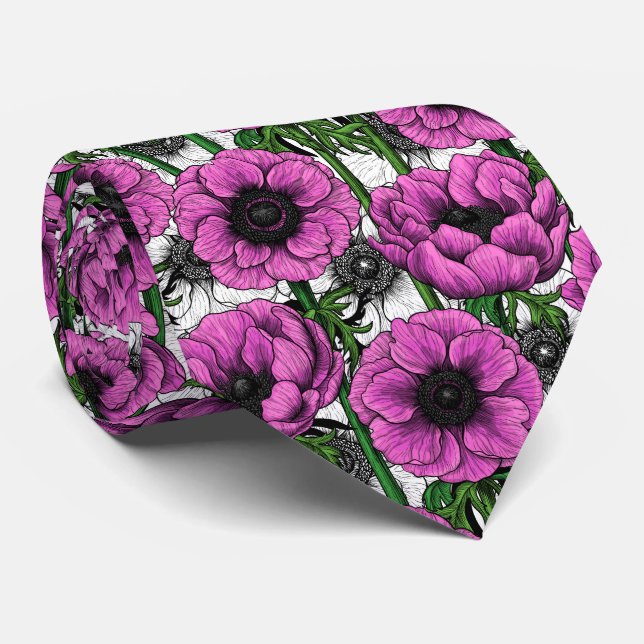 Pink anemone garden tie (Rolled)