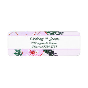 Pink anemone Greenery Floral Return Address Label