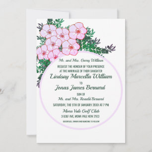 Pink Anemone Greenery Floral Wedding Invitation