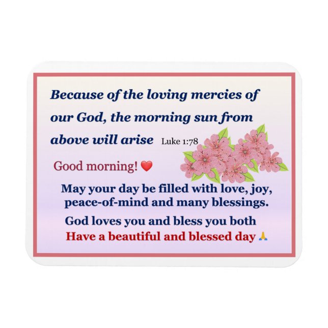 Pink Anemone Morning Blessing Magnet Card (Horizontal)