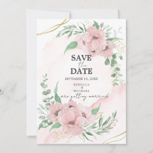 Pink Anemone Save the Date Invitation