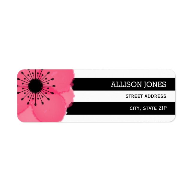Pink Anemone+ Stripes Address Label (Front)