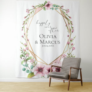 Pink Anemone Terrarium Wedding Photo Backdrop Tapestry