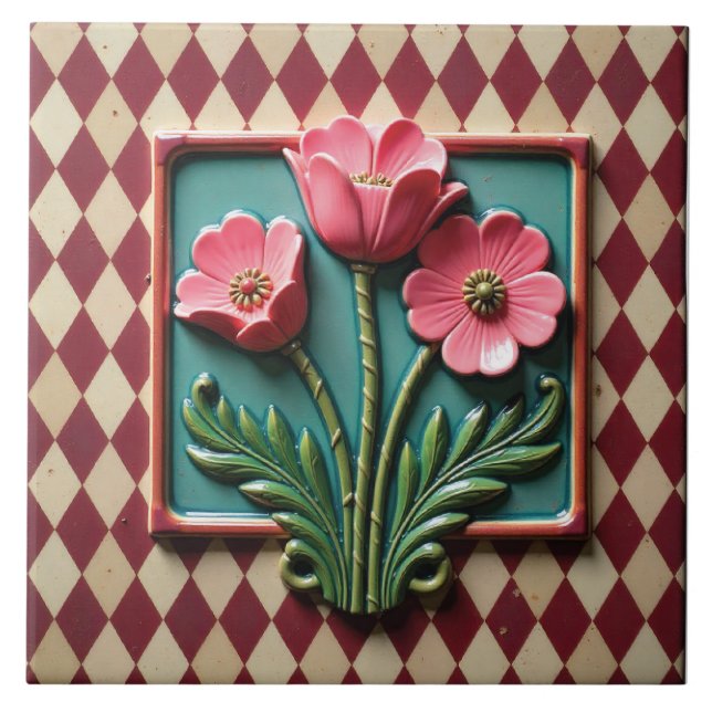 Pink Anemones of Argyle Tile (Front)