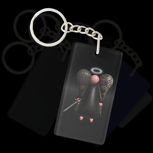 Pink Angel, Avenging Angel (double sided) Key Ring (Pink Avenging Angel keyring)