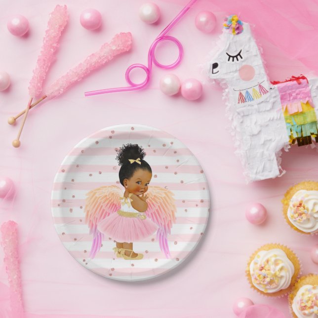 Pink Angel Ballerina Baby Shower/Birthday Party Paper Plate (Party)