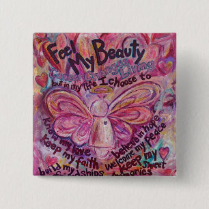 Pink Angel Cancer Poem Art Custom Pin Button