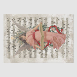 Pink Angel Christmas Sheet Music Decoupage Holiday