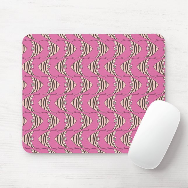 Pink Angel Fish Mouse Mat (With Mouse)