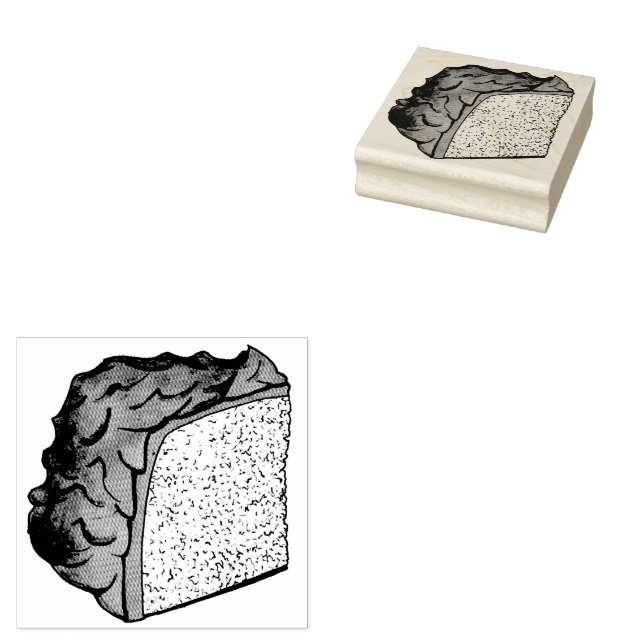 Pink Angel Food Sponge Cake Slice Baking Foodie Rubber Stamp (Stamped)