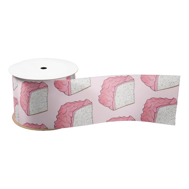 Pink Angel Food Sponge Cake Slice Baking Foodie Satin Ribbon (Spool)