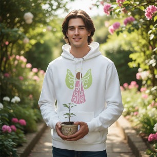 Pink Angel Green Swirl Wings Spiritual Decorative Hoodie