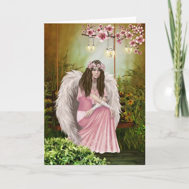 Pink Angel Sympathy Card (Front)