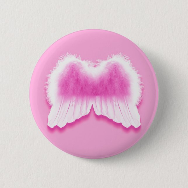 Pink Angel Wings 2¼ Inch Round Button (Front)