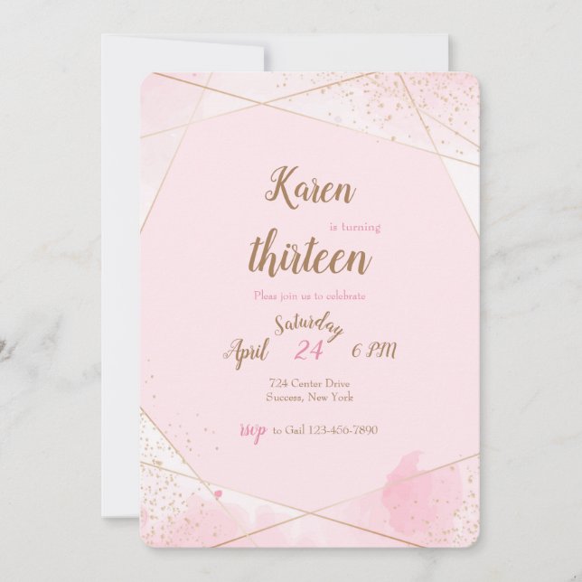 Pink Angles Birthday Party Invitations (Front)